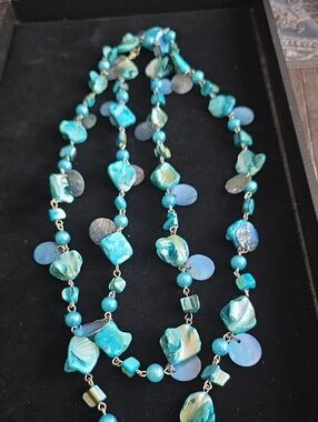 Turquoise Shell & Bead Statement Necklace - Women Jewelry